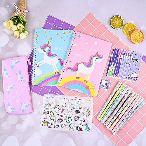 Faburo 40Pz Bolígrafo Regalos de Unicornio para Niñas, Estuche Escolar y Cuadernos de Unicornio y Pegatina de Papelería para el Colegio y La Oficina Regalo de Cumpleaños