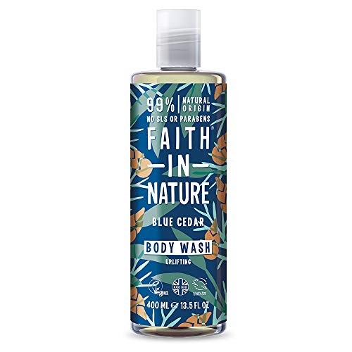 Faith in Nature Gel de Baño Natural de Cedro Azul, Revitalizante, Vegano y No Testado en Animales, sin Parabenos ni SLS, 400 ml