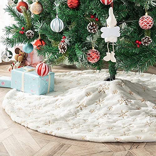 Falda de árbol de Navidad, color blanco, alfombra de árbol de Navidad, para decoración de vacaciones (dorado, 78 cm / 31 inch)