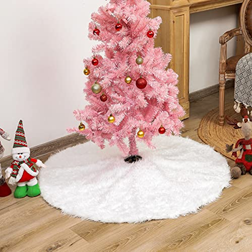 Falda del árbol de Navidad,31 Pulgada de Piel sintética Faldas de árbol Blanco Base de árbol de Navidad Falda para Navidad Fiesta de año Nuevo Vacaciones en casa decoración