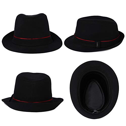 Fancet Sombrero de moda para hombre Trilby Hats Jazz Cap Homburg Gangster Fedora Derby Party Hat Invierno Primavera Otoño