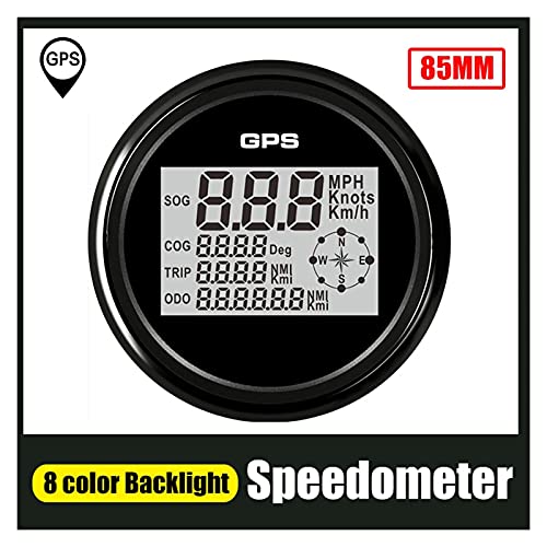 FANGCHENG Medidor de Barco Digital 85mm GPS Calibrador de odómetros de velocímetro con 8 Colores de Fondo 0-999 Nudos km/h mph SOG Cog para camión de Barcos de Coche Marine 9-32V Velocímetro GPS