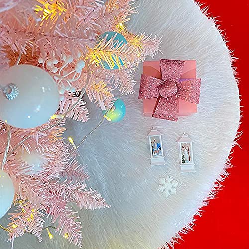 FANIER Falda de Árbol de Navidad de 90cm/36inch,Cubiertas de Base de Árbol de Piel Sintética Blanca para Decoraciones Navideñas Decoración para Fiestas Navideñas