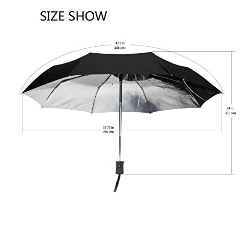 FANTAZIO Paraguas de viaje transparente boca de caballo paraguas abierto automático ligero