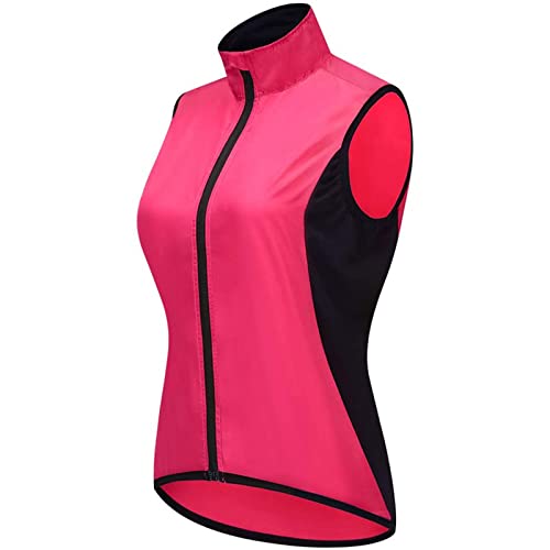 FASZFSAF Chaleco Cortavientos Ciclismo Mujer Chaleco Bici Reflectante Impermeable Chaleco Bicicleta Transpirable Chaleco Ciclismo, Escalada, Correr, equitación,Rojo,M