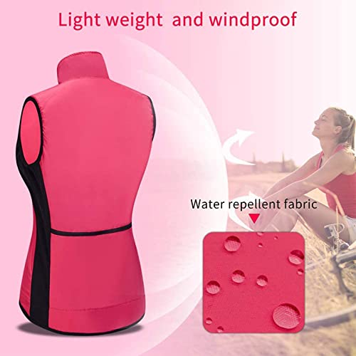 FASZFSAF Chaleco Cortavientos Ciclismo Mujer Chaleco Bici Reflectante Impermeable Chaleco Bicicleta Transpirable Chaleco Ciclismo, Escalada, Correr, equitación,Rojo,M