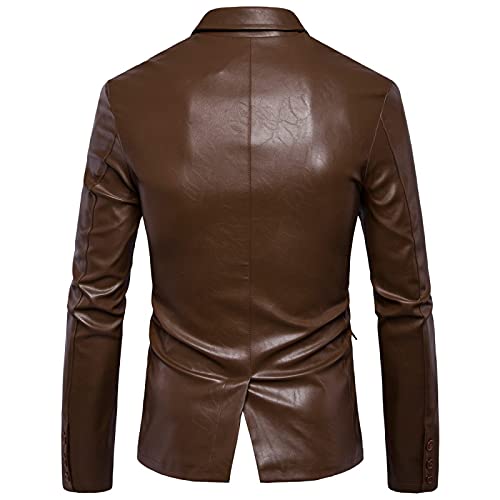 FBYYJK Chaqueta Cuero para Hombre - Moda Solapa Hombres Chaquetas De Cuero Traje Blazers Hombres Prendas De Vestir PU Abrigos De Cuero Chaquetas De Traje Delgado De Gran Tamaño Mantener Caliente,