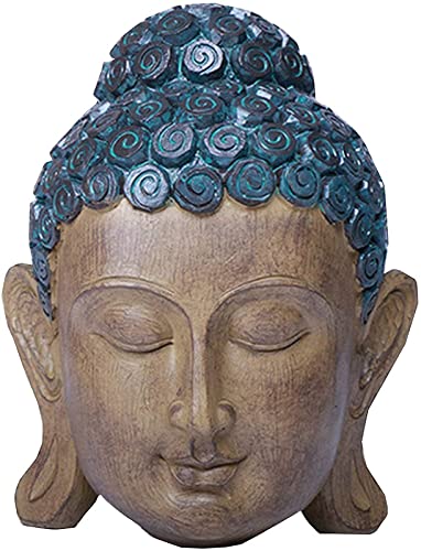 FFAN Estatua de Cabeza de Buda para Figura de Escritorio, Escultura de Busto de Budismo meditando, decoración de Oficina en casa Zen para Amigo, Azul Good Life
