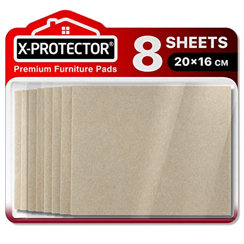 Fieltro adhesivo X-PROTECTOR – Deslizadores para muebles – 8 Premium fieltro autoadhesivo de 5 mm de grosor 20x16cm - Almohadillas fieltro Protegerán pisos de madera contra rasguños y marcas