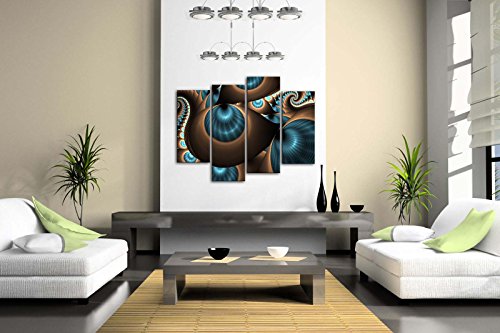 First Wall Art - Abstracto Cuadros en Lienzo Marrones Azul Remolino Agujeros Decoracion de Pared 4 Piezas Modernos Mural Fotos para Salon,Dormitorio,Baño,Comedor