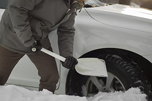 Fiskars SnowXpert Pala de nieve para el coche, Longitud: 63 cm, Material sintético reforzado con fibra de vidrio con bordes de aluminio, Blanco, 1019347