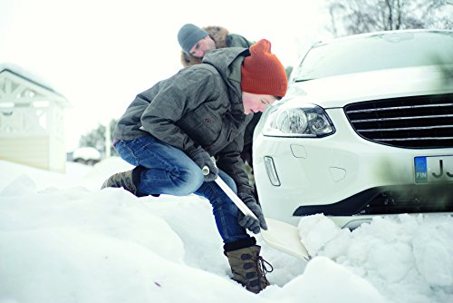Fiskars SnowXpert Pala de nieve para el coche, Longitud: 63 cm, Material sintético reforzado con fibra de vidrio con bordes de aluminio, Blanco, 1019347