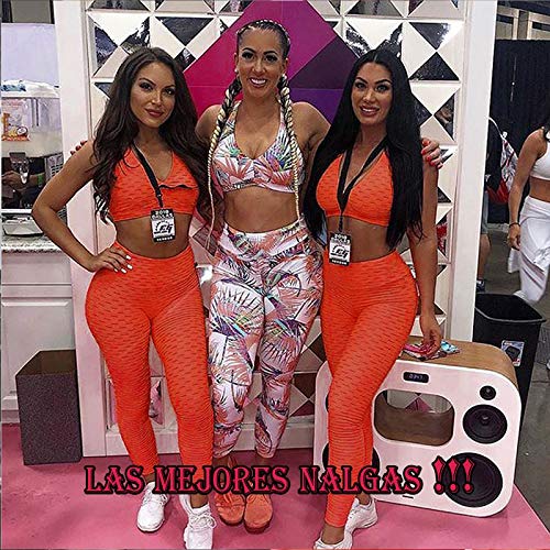 FITTOO Leggings Push Up Mujer Mallas Pantalones Deportivos Alta Cintura Elásticos Yoga Fitness   Rojo Claro（Rosa Fluor）  S