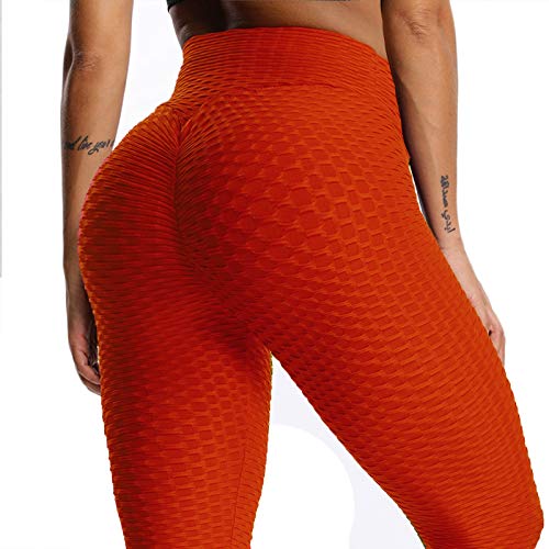 FITTOO Leggings Push Up Mujer Mallas Pantalones Deportivos Alta Cintura Elásticos Yoga Fitness   Rojo Claro（Rosa Fluor）  S