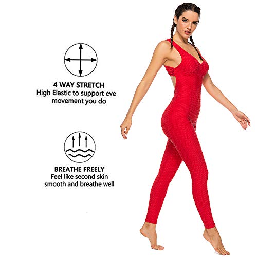 FITTOO Mallas Pantalones Deportivos Leggings Mujer Yoga de Alta Cintura Elásticos y Transpirables para Yoga Running Fitness con Gran Elásticos1370 Rojo M