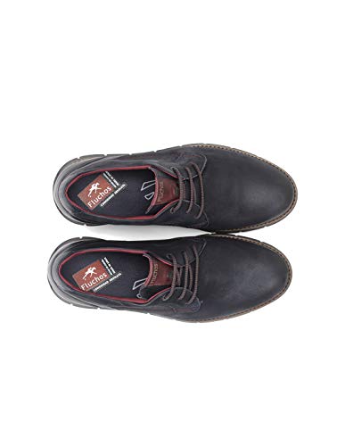 Fluchos | Zapato de Hombre | KIRO F0974 Kansas Marino C3 Zapato Casual | Zapato de Piel de Nobuck | Cierre con Cordones | Piso TPU