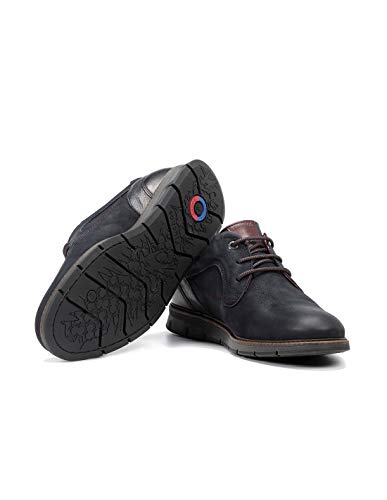 Fluchos | Zapato de Hombre | KIRO F0974 Kansas Marino C3 Zapato Casual | Zapato de Piel de Nobuck | Cierre con Cordones | Piso TPU