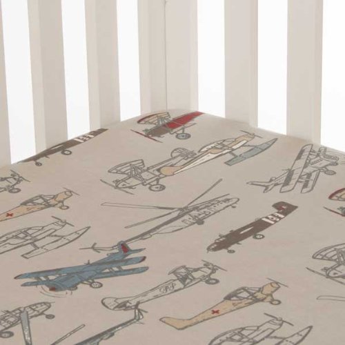 Fly-By Fitted Sheet - Airplane Print - different from sheet in set by Glenna Jean