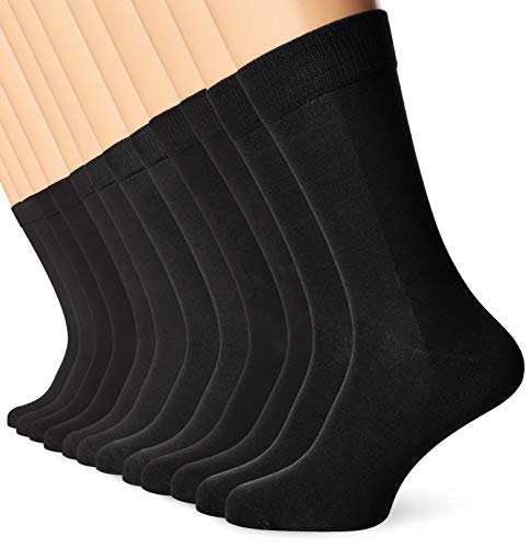 Fm London Bamboo Calcetines, Negro (Black 01), Talla Única (talla del fabricante: UK 9-11 EU 43-46) (Pack de 12) para Hombre