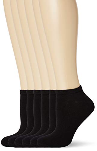 FM London Bamboo Trainer Calcetines, Negro (Black 01), Talla Única (talla del fabricante: UK 4-8 EU 37-42) (Pack de 6) para Mujer