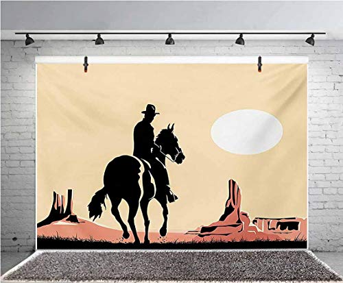 Fondo de vinilo para fotos occidental, 15 x 10 pies, imagen de vaquero caballo hacia la puesta del sol en el salvaje oeste desierto fondo para niños baby shower, estudio de fotos