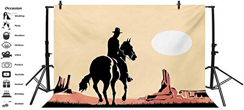 Fondo de vinilo para fotos occidental, 15 x 10 pies, imagen de vaquero caballo hacia la puesta del sol en el salvaje oeste desierto fondo para niños baby shower, estudio de fotos