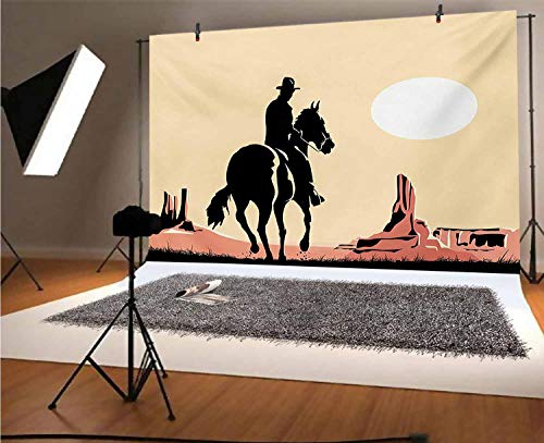 Fondo de vinilo para fotos occidental, 15 x 10 pies, imagen de vaquero caballo hacia la puesta del sol en el salvaje oeste desierto fondo para niños baby shower, estudio de fotos