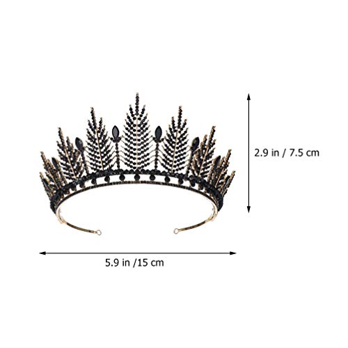 FRCOLOR Corona de Diamantes de Imitación Negra para Novia Coronas de Reina de La Boda Tiaras de Corona de Princesa Retro para Banquete de Boda