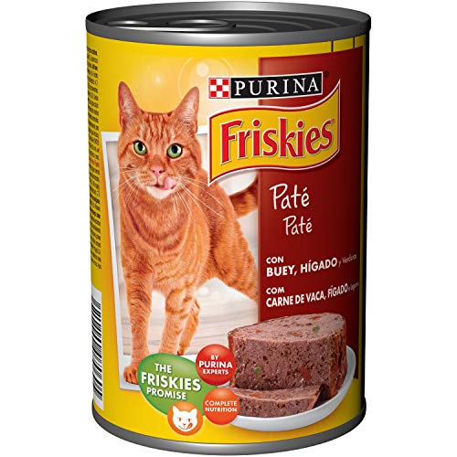 Friskies Alimento húmedo para Gato Adulto con Buey e Hígado en Paté, 400 g (12 o 24 Latas) (24 x 400 gr)
