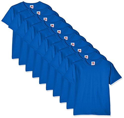 Fruit of the Loom Kids 10 Pack T-Shirt Camiseta, Azul (Royal Blue), 7-8 Años (Pack de 10) para Niños