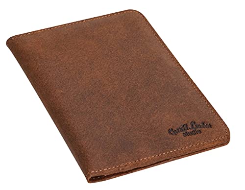 Funda de Cuero para Pasaporte Gusti Leder Brodie Estuche Protector Documentos Cuero de Buey Marrón 2S40-33-1