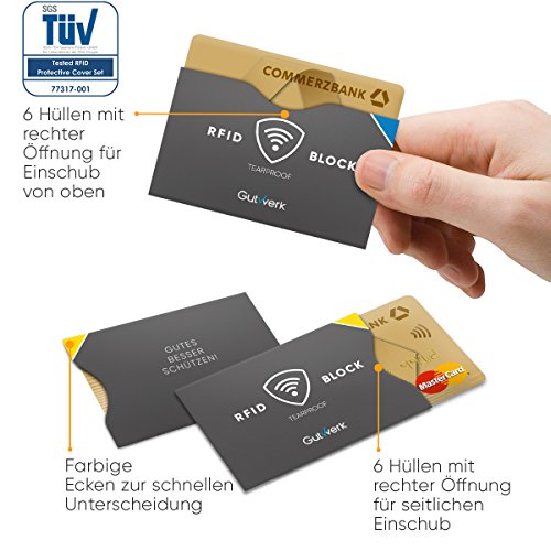 Fundas protectoras RFID Blocking NFC [12+2 piezas]: para tarjetas de crédito, tarjetas bancarias, DNI, pasaporte, protección absoluta contra la lectura no permitida | Bloqueador RFID | funda para tarj