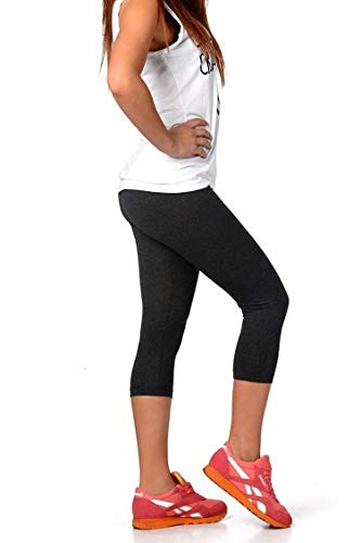 FUNGO Leggings Mujer 3/4 Pantalones de Yoga Deportivas Leggins para Mujer F34 (46, Negro)