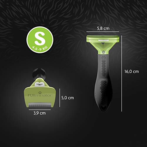 FURminator deShedding-Tool Größe S-Hundebürste für Kleine Hunde zur Entfernung Der Unterwolle Vorst Herramienta para Pelo Corto de Perro, tamaño pequeño, Metal, Verde, S (4,5-9 kg), 1000