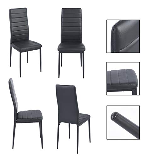 FURNITURE-R France Conjunto de Mesa y Juego de 4 sillas de Comedor, Color Negro, 110 x 66 x 76cm