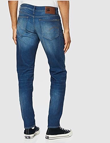 G-STAR RAW 3301 Slim Fit Tapered Vaqueros, Worker Blue Faded A088-A888, 33W / 32L para Hombre