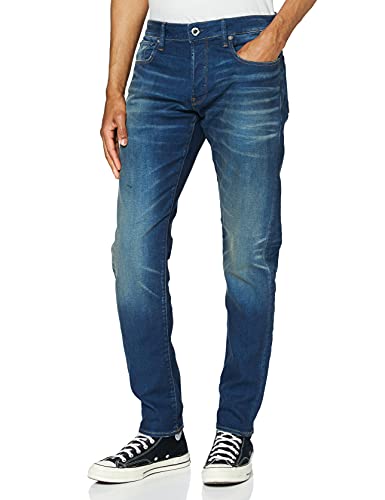 G-STAR RAW 3301 Slim Fit Tapered Vaqueros, Worker Blue Faded A088-A888, 33W / 32L para Hombre