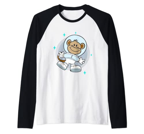 Galaxia Espacial Estrellas Mono Volador Burro Disfraz Mosca Camiseta Manga Raglan