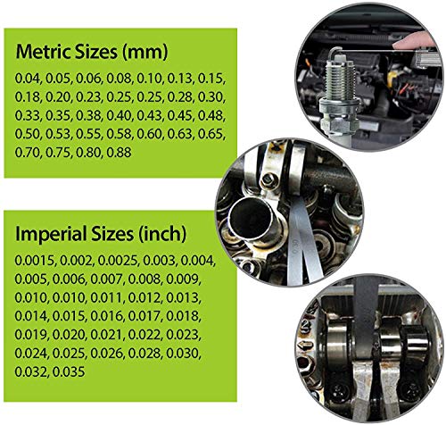 Galgas reglaje valvulas, Galgas de espesor, Galga de Acero de 32 Cuchillas Métrica Marcada y Herramienta de Medición Imperial Gap, para motor/válvula/galgas.