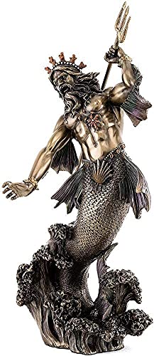 GAOLILI Esculturas Estatua Escultura Decorativa Mitología Griega Poseidon Statue Poseidon Colección Statuette Neptuno con Adornos de Bronce tridente