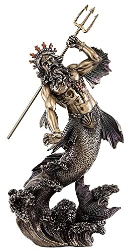 GAOLILI Esculturas Estatua Escultura Decorativa Mitología Griega Poseidon Statue Poseidon Colección Statuette Neptuno con Adornos de Bronce tridente