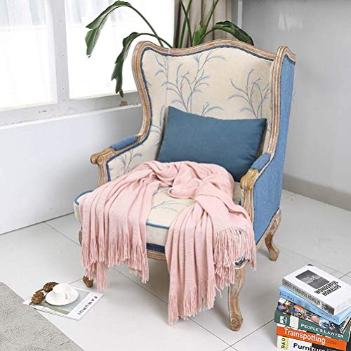 GARNECK 1pc Tejer una Manta de Color sólido sofá Manta de Estilo nórdico Manta del sofá de la Manta del sofá decoración Flecos de Dormir para el Dormitorio Sala de Estar (220x127cm Rosa)