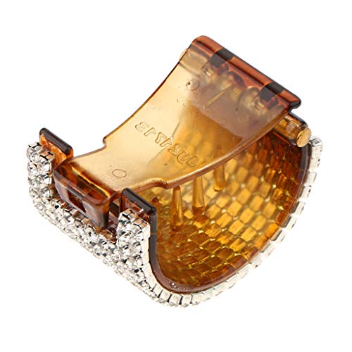 Garra de Pelo Cristalina Clip de Cabello Pasador de Moño Titular de Cola de Caballo Regalo de Fiesta para Mujer - café-4x2.5cm