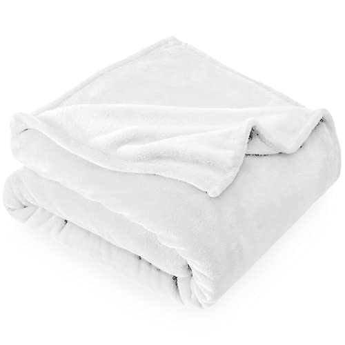 GDDREAM Mantas para Sofa de Franela,Manta para Cama 90 Reversible de 100% Microfibre Extra Suave,Manta Transpirable (Blanco, 130x150 cm)
