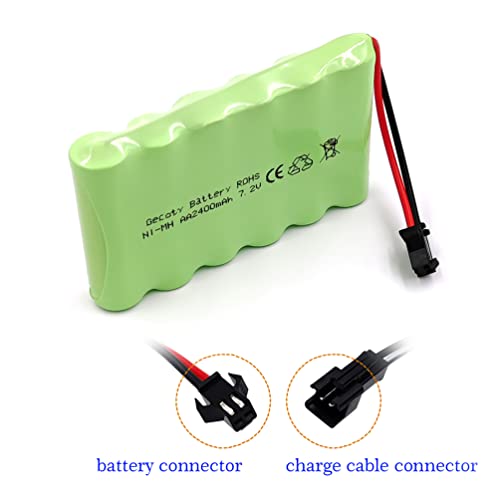 Gecoty® Batería recargable Ni-MH AA de 7,2V 2400mAh con cable de carga (Conector SM)