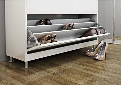 Gedotec Armarios reclinables para zapatos Zapatero 1 compartimento | Bisagra para muebles giratoria de plástico blanco - mecanismo de cierre de cajones de puerta - 1 pieza