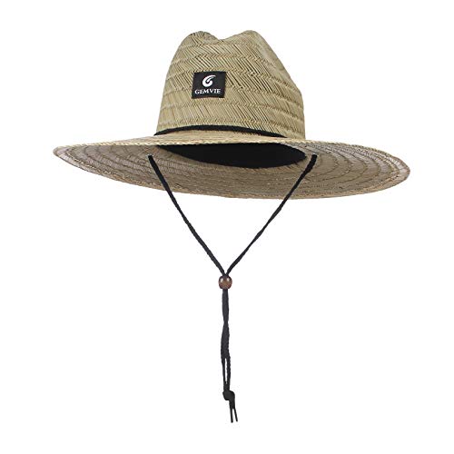 GEMVIE-Gorro de Paja para Mujer y Hombres Sombrero Paja Hombre Campo Sombreros Verano Sombrero de Playa para Anti-UV (Natural)