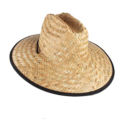 GEMVIE Paja Sombrero para Hombre de Sol Playa ala Ancha Verano Unisexo Estilo Socorrista Gorro para Campo/Pesca/Jardinería (Beige)