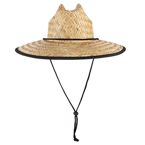 GEMVIE Paja Sombrero para Hombre de Sol Playa ala Ancha Verano Unisexo Estilo Socorrista Gorro para Campo/Pesca/Jardinería (Beige)