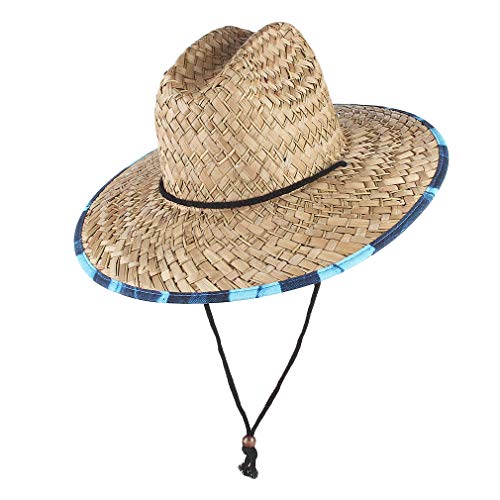 GEMVIE Sombreros Paja de Sol Playa para Hombre ala Ancha Verano Unisexo Estilo Socorrista Gorro para Campo/Pesca/Jardin (Beige)